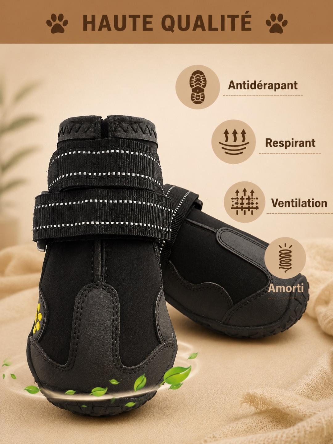 Chaussures Imperméables pour Chien – Semelles Antidérapantes & Réfléchissantes (4 pcs)