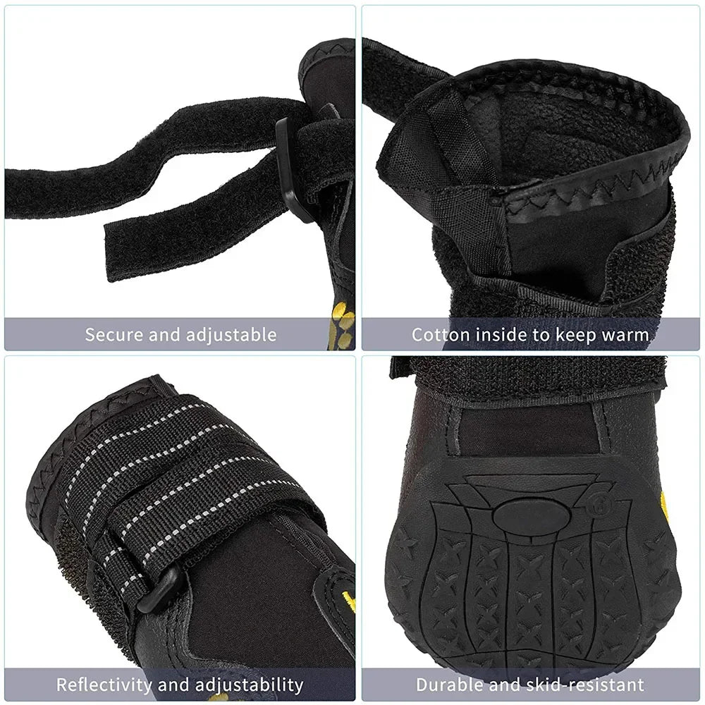 Chaussures Imperméables pour Chien – Semelles Antidérapantes & Réfléchissantes (4 pcs)