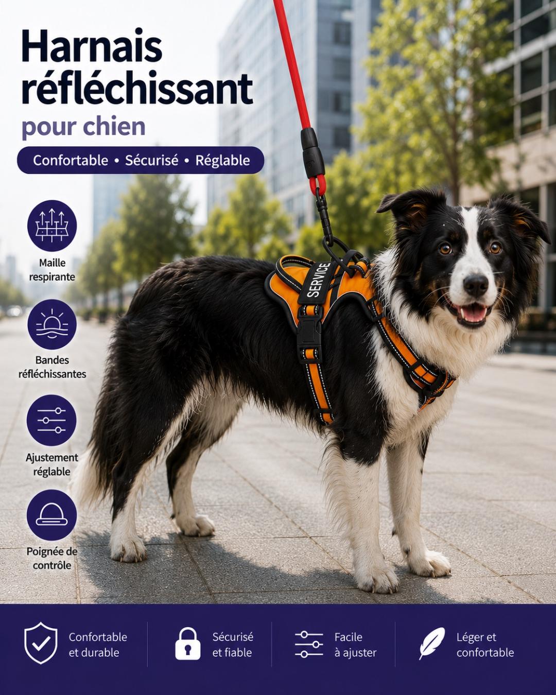 Harnais Réfléchissant Personnalisable pour Chien
