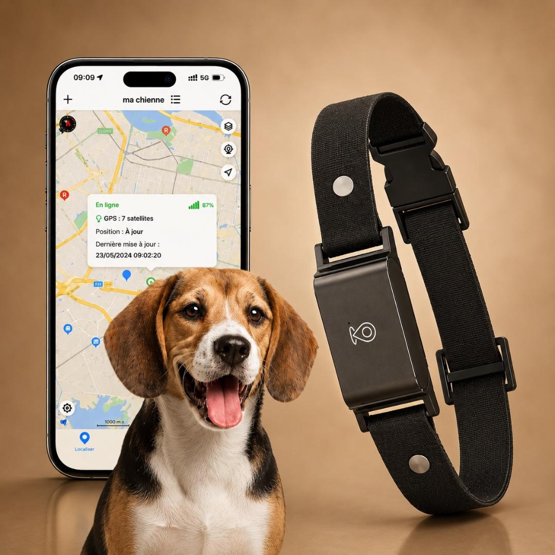 Collier GPS 4G pour Chien et Chat | Traceur Temps Réel | Waterproof IP67