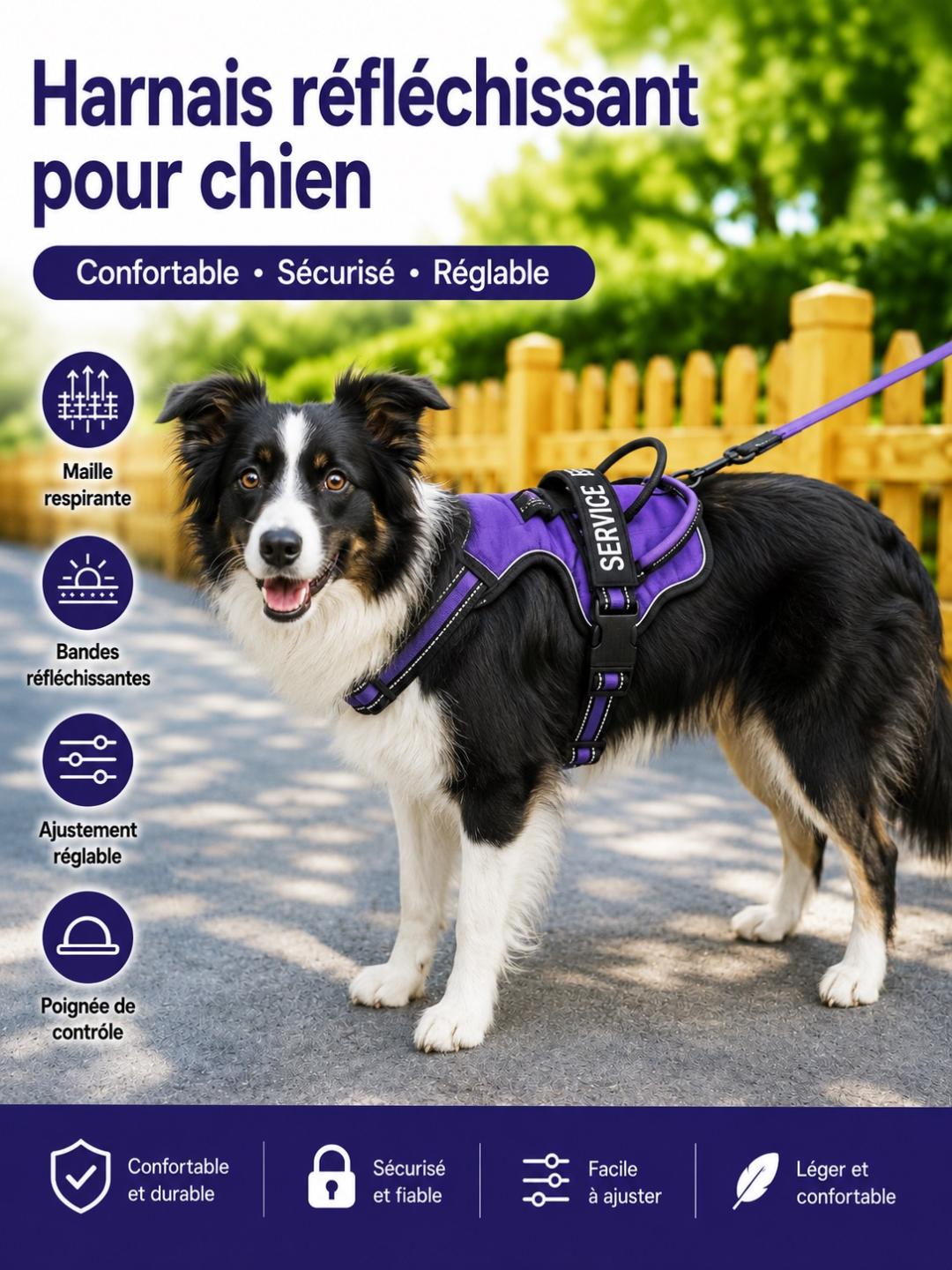 Harnais Réfléchissant Personnalisable pour Chien