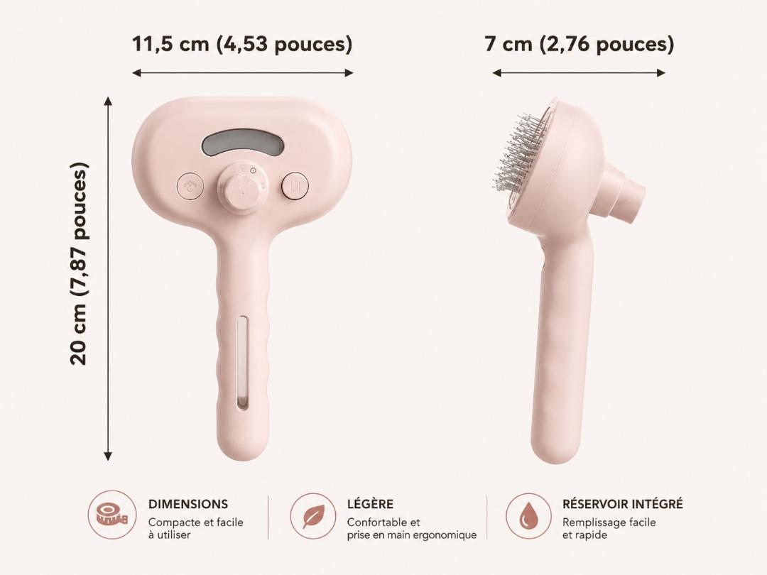 Brosse Vapeur Massage pour Chien et Chat — Peigne Spray Doux & Démêlant