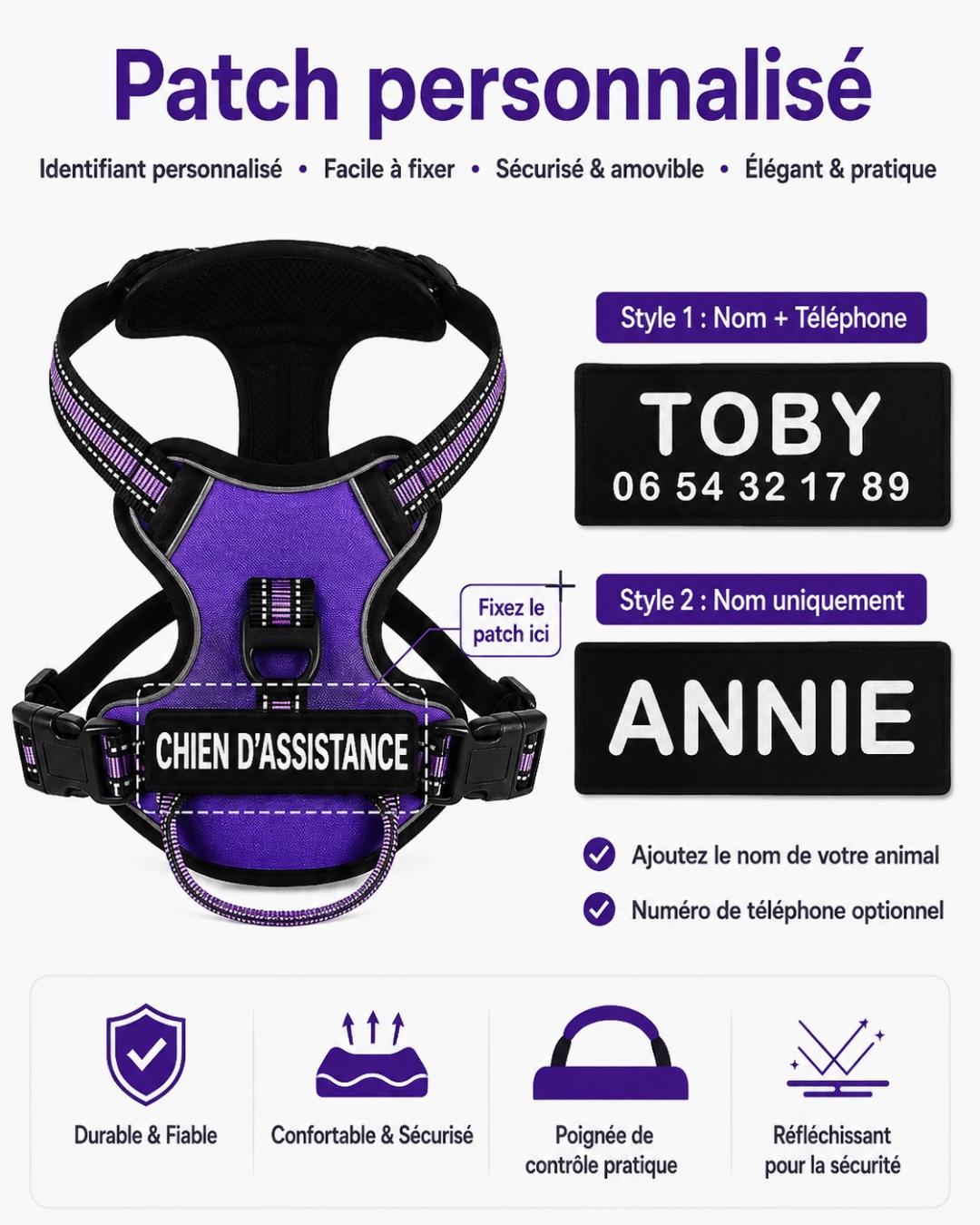 Harnais Réfléchissant Personnalisable pour Chien