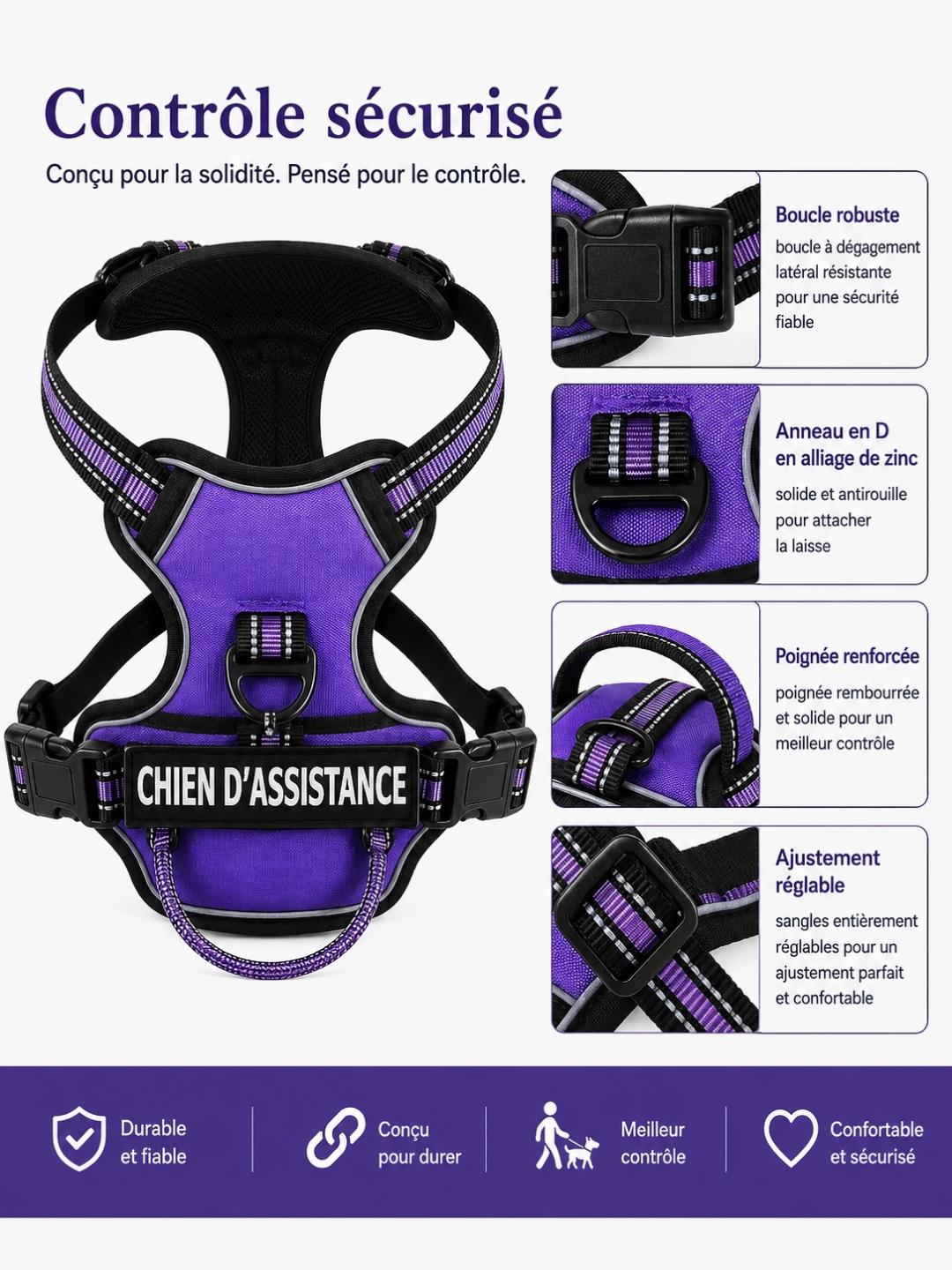 Harnais Réfléchissant Personnalisable pour Chien